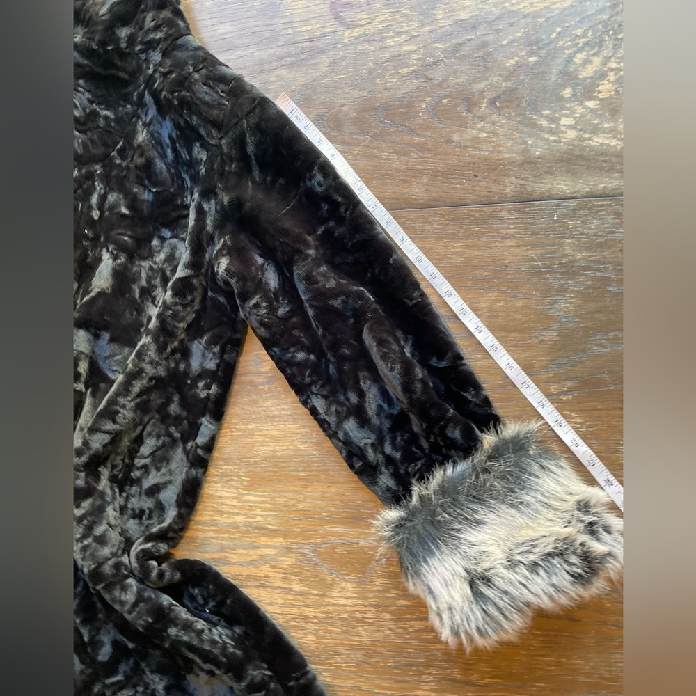 American Vintage Black and Gray Faux Fur Pea Coat - Picture 12 of 16